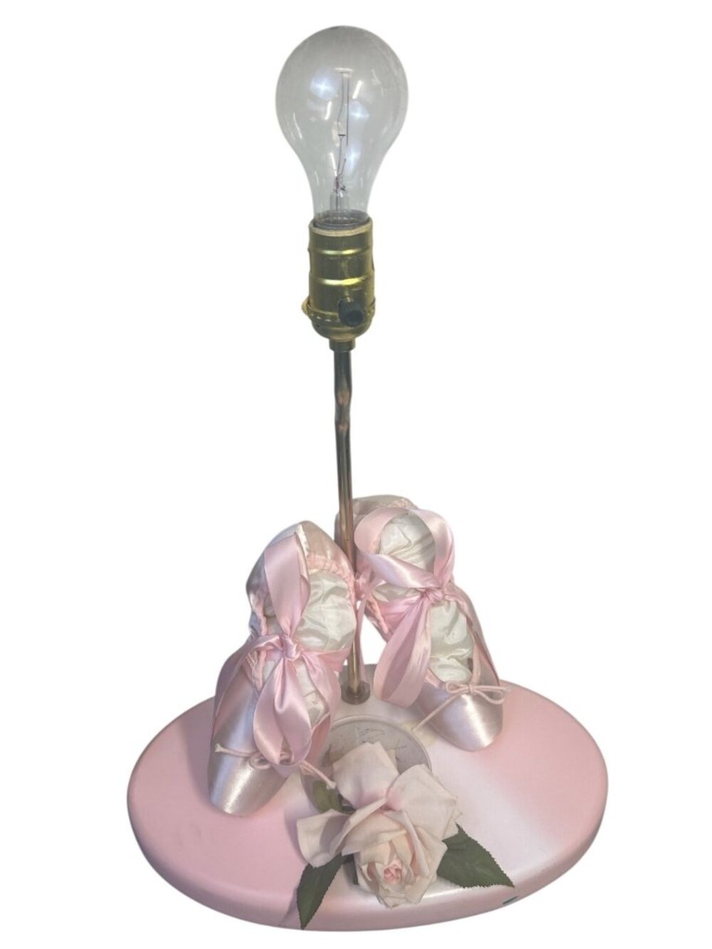 Ballet Themed Table Lamp Pink Pointe Shoes Rose Accent Coquette Decor Balletcore